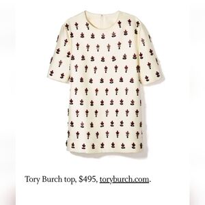 Tory Burch Silk with Flower Aplique Blouse Size 14